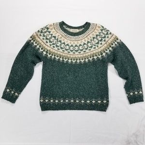 St Johns Bay Green FairIsle Long Sleeve M Sweater